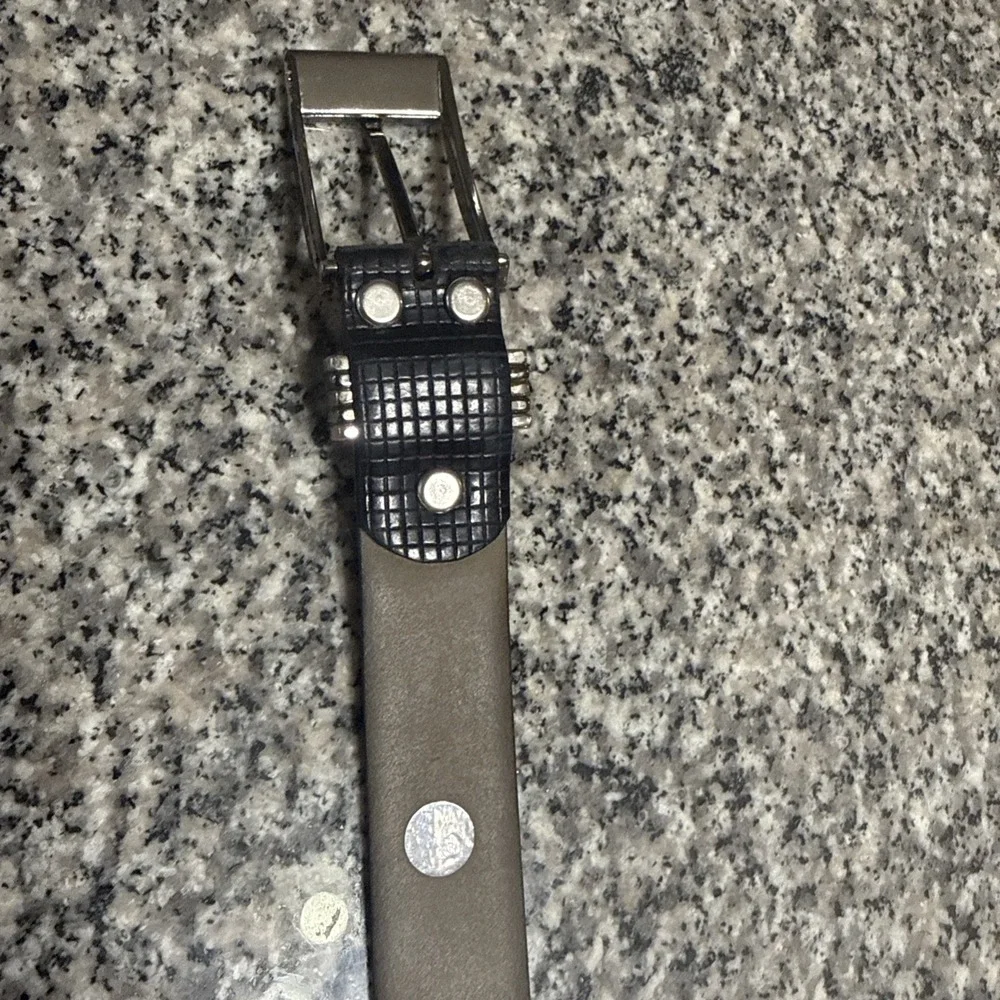 Giorgio Danieli Men's Genuine Italian Black‎ Leather Belt Size 40 Silver Buckle